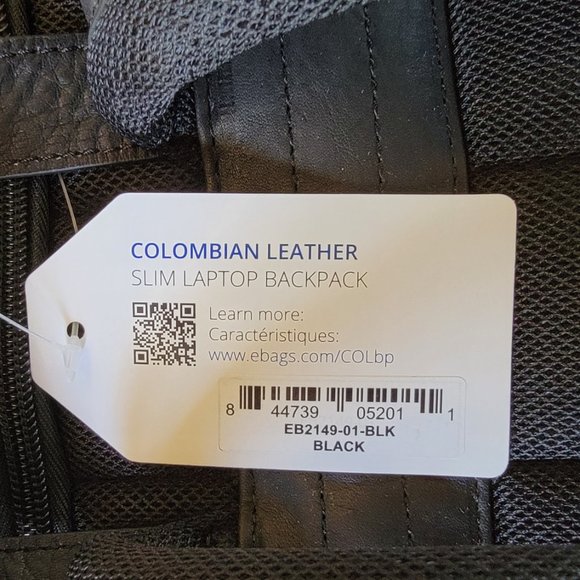 NWT eBags Professional Slim Jr Blk Lthr Backpack - Picture 4 of 12